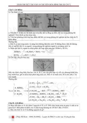 Đề thi vào Lớp 10 THPT chuyên Hóa học tỉnh Bình Thuận năm 2017 (Có lời giải chi tiết)