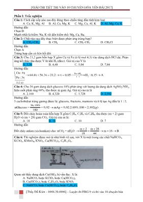 Đề thi vào Lớp 10 THPT chuyên Yên Bái môn Hóa