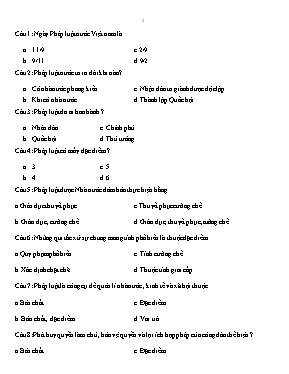 Đề thi vào Lớp 10 THPT môn Giáo dục công dân