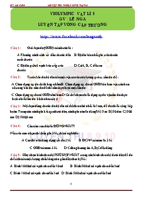 Đề thi violympic cấp trường môn Vật lý Lớp 6