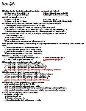 Đề trắc nghiệm kiểm tra học kỳ 2 môn Vật lý Lớp 8 - Đề gốc