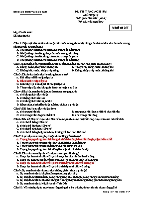 Đề trắc nghiệm kiểm tra học kỳ 2 môn Vật lý Lớp 8 - Mã đề 357
