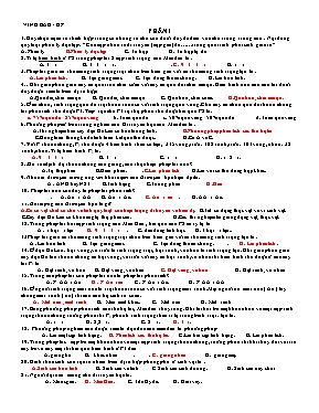 Đề trắc nghiệm môn Sinh học Lớp 9