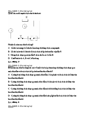 Đề trắc nghiệm Vật lý Lớp 9