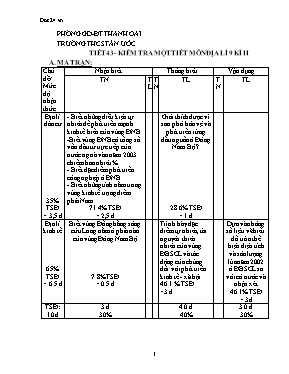 Giáo án Địa lý 9 - Tiết 43: Kiểm tra một tiết