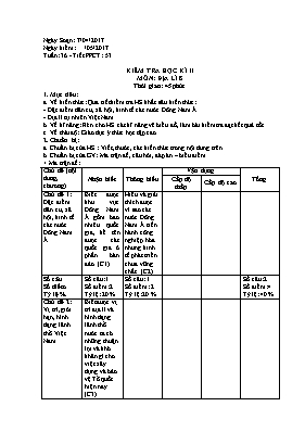 Giáo án Địa lý Lớp 8 - Tiết 53: Kiểm tra học kỳ II - Năm học 2016-2017