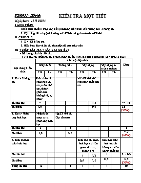 Giáo án Hóa học 8 - Tiết 46: Kiểm tra 1 tiết 