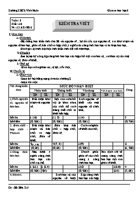 Giáo án Hóa học Lớp 8 - Tiết 16: Kiểm tra viế