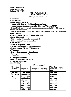 Giáo án Hóa học Lớp 8 - Tiết 72: Kiểm tra học