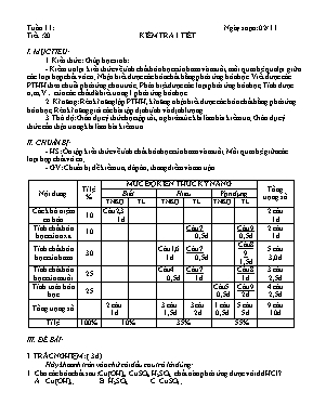Giáo án Hóa học Lớp 9 - Tiết 20: Kiểm tra 1 tiết