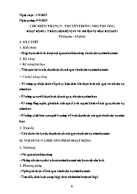 Giáo án Hoạt động ngoài giờ lên lớp 7 - Chươn