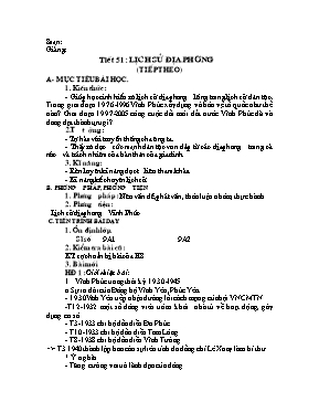 Giáo án Lịch sử Lớp 9 - Tiết 51+52: Lịch sử đ