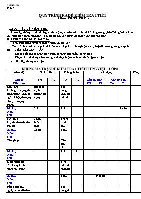 Giáo án Ngữ văn Lớp 8 - Tiết 61: Quy trình ra đề kiểm tra 1 tiết (Phần Tiếng Việt)