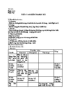 Giáo án Ngữ văn Lớp 8 - Tiết 67+68: Kiểm tra học kì I