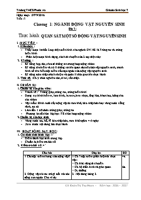 Giáo án Sinh học Lớp 7 - Bài 3: Thực hành 