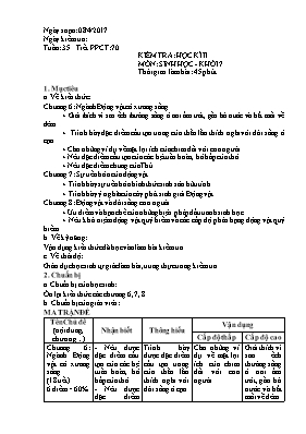 Giáo án Sinh học Lớp 7 - Tiết 70: Kiểm tra họ