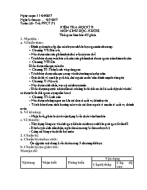 Giáo án Sinh học Lớp 8 - Tiết 72: Kiểm tra họ