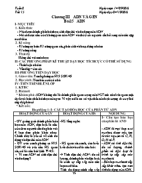 Giáo án Sinh học Lớp 9 - Tiết 15: ADN - Năm học 2016-2017