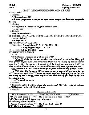 Giáo án Sinh học Lớp 9 - Tiết 17: Mối quan hệ giữa gen và ARN - Năm học 2016-2017