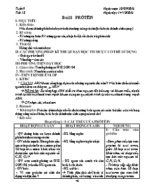 Giáo án Sinh học Lớp 9 - Tiết 18: Prôtêin - Năm học 2016-2017