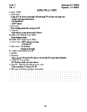 Giáo án Sinh học Lớp 9 - Tiết 21: Kiểm tra 1 tiết - Năm học 2016-2017