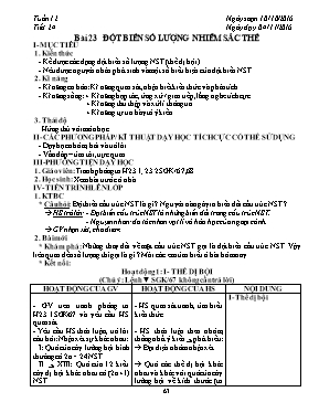 Giáo án Sinh học Lớp 9 - Tiết 24: Đột biến số lượng nhiễm sắc thể - Năm học 2016-2017