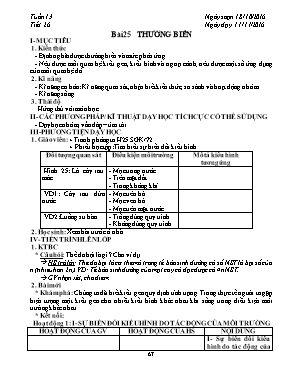 Giáo án Sinh học Lớp 9 - Tiết 26: Thường biến - Năm học 2016-2017