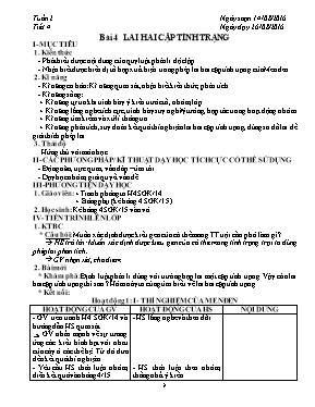 Giáo án Sinh học Lớp 9 - Tiết 4: Lai hai cặp