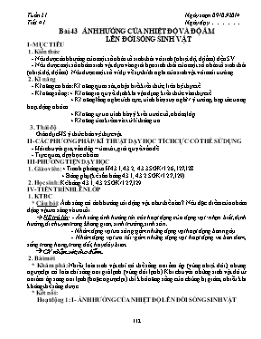 Giáo án Sinh học Lớp 9 - Tiết 41: Ảnh hưởng c