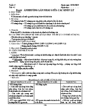 Giáo án Sinh học Lớp 9 - Tiết 42: Ảnh hưởng l