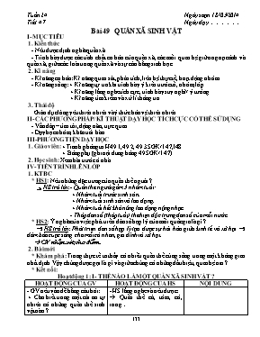 Giáo án Sinh học Lớp 9 - Tiết 47: Quần xã sin