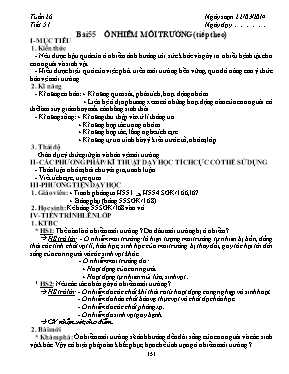 Giáo án Sinh học Lớp 9 - Tiết 51: Ô nhiễm môi trường (Tiếp theo) - Năm học 2013-2014