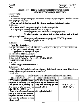 Giáo án Sinh học Lớp 9 - Tiết 52: Thực hành Tìm hiểu tình hình môi trường ở địa phương - Năm học 2013-2014