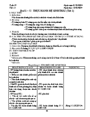 Giáo án Sinh học Lớp 9 - Tiết 55: Thực hành Hệ sinh thái (Tiết 1) - Năm học 2013-2014