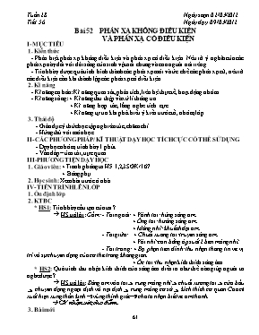 Giáo án Sinh học Lớp 9 - Tiết 56: Phản xạ khô
