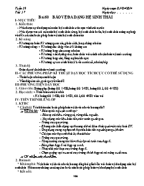 Giáo án Sinh học Lớp 9 - Tiết 57: Bảo vệ đa dạng hệ sinh thái - Năm học 2013-2014