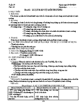 Giáo án Sinh học Lớp 9 - Tiết 58: Luật bảo vệ môi trường - Năm học 2013-2014