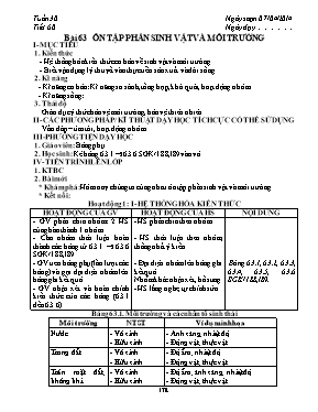 Giáo án Sinh học Lớp 9 - Tiết 60: Ôn tập phần sinh vật và môi trường - Năm học 2013-2014