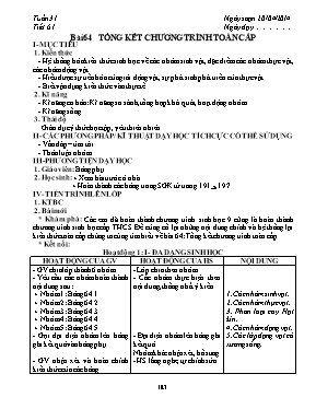 Giáo án Sinh học Lớp 9 - Tiết 61: Tổng kết chương trình toàn cấp - Năm học 2013-2014