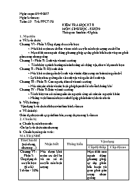 Giáo án Sinh học Lớp 9 - Tiết 70: Kiểm tra học kì II - Năm học 2016-2017