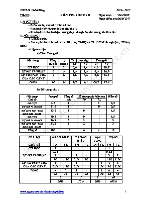 Giáo án Vật lý Lớp 6 - Tiết 35: Kiểm tra học kỳ II - Năm học 2016-2017
