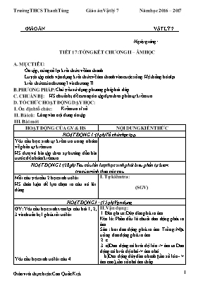 Giáo án Vật lý Lớp 7 - Chương trình học kỳ 2