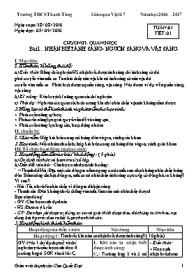 Giáo án Vật lý Lớp 7 - Tuần 1 - Năm học 2016-2017