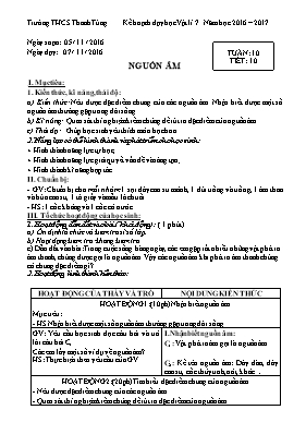 Giáo án Vật lý Lớp 7 - Tuần 10 - Năm học 2016-2017
