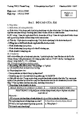 Giáo án Vật lý Lớp 7 - Tuần 11 - Năm học 2016-2017