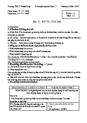 Giáo án Vật lý Lớp 7 - Tuần 12 - Năm học 2016-2017