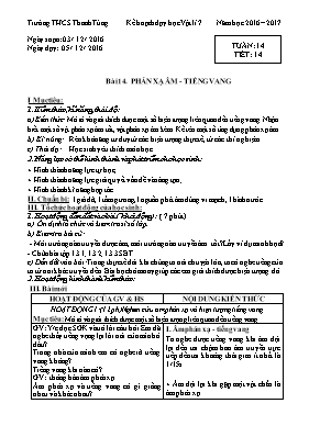 Giáo án Vật lý Lớp 7 - Tuần 14 - Năm học 2016-2017