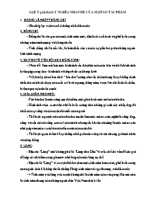Gợi ý giải thích ý nghĩa nhan đề của một số t