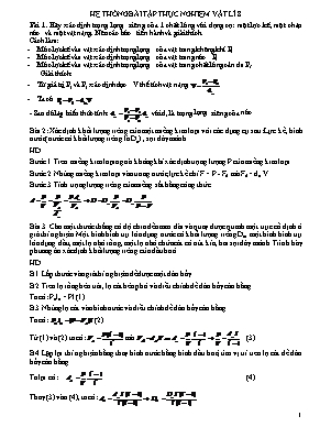 Hệ thống bài tập thực nghiệm Vật lí 8