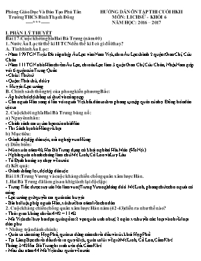 Hướng dẫn ôn tập thi cuối học kỳ 2 môn Lịch sử Lớp 6 - Năm học 2016-2017 - Trường THCS Bình Thạnh Đông